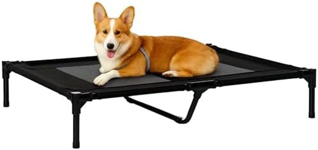 PawHut Lit sur Pieds lit pour Chien Chat lit de Camp lit surélevé Animaux Grand Confort Tissu Oxford textilène Micro-perforé métal 92L x 76l x 18H cm Noir