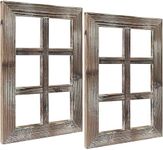 J JACKCUBE DESIGN Rustic wood Window Frame Set of 2 Farmhouse Wall Decor Window Picture Frames for Living room Bedroom Kitchen Home Decorations - MK579A