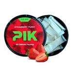 PIK Caffeine Pouches - Strawberry Punch Flavor | 20 Pouches -100mg Strength Each | Nicotine & Tobacco Free | Energy Boost & Workout Supplement | Coffee Addicts' Delight | Sweet & Juicy