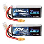 Zeee 4S 2200mAh Lipo Battery 14.8V 120C Soft Case Battery with XT60 Plug RC Graphene Battery for RC Models RC Boat FPV Drone Quadcopter Helicopter Airplane RC Car(2 Pack)