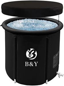 B&Y Portable Ice Bath Tub, Foldable Bathtub for Adult Inflatable Outdoor Cold Plunge Tub Freestanding Bathtub Hot Tub Spa Tub for Shower Stall (Black, 29.5"Φ x 27.5"H)
