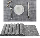 ADRIMER Placemats for Dining Table Set of 6, Non-Slip Heat Resistant Place Mats, Washable Kitchen Table Mat, 45 x 30cm, Grey