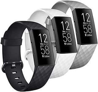 3 Pack Silicone Bands Compatible with Fitbit Charge 4 & Fitbit Charge 3 & Charge 3 Se Band, Silicone Sport Strap Replacement Wristbands for Women Men Small Large (Small, Black+White+Grey)