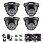 ZOSI 4 Pack HD 720P 1.0 Megapixel 1280TVL 4-in-1 TVI/CVI/AHD/960H CVBS Waterproof Dome Security Surveillance CCTV Camera Kit with OSD Menu for HD-TVI, AHD, CVI, and CVBS/960H Analog DVR System