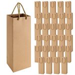 YAYODS 30PCS Kraft Paper Wine Gift Bags, Brown Heavy Duty Wine Bottle Bags with Handle, Reusable Sturdy Wine Storage Bag for Festivals, Parties, Wedding and Retail Merchandise