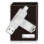 Apple MFi Certified 128GB iPhone Photo Stick iPhone Memory iPhone Photo Storage Memory Stick for Photos Videos Contacts iPhone USB Flash Drive Thumb Drive for iPad External iPhone Storage USB Stick