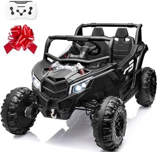 24V Ride On Car for Kids, JORFLY Battery Powered Electric Off-Road UTV Toys w/Remote Control, Gift Bow, 4x150W, 4WD/2WD, 3 Speeds, Shock Absorbers, Bluetooth, LED, 4.5MPH Max
