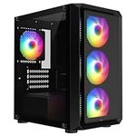 GameMax Icon Black Micro-ATX TG Gaming Case with 2 x Darkened Tempered Glass Panels & 4 x 12cm Inner-Ring ARGB Fans & 6-Port Hub