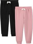 Simple Joys by Carter's Girls' 2-Pack Fleece Joggers, Pink/Black, 18 Months