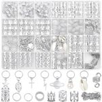 Lucomb 259 Pcs Hair Jewelry, Hair Accessories for Braids Silver Loc Jewelry for Hair Dreadlocks Braid Jewelry Hair Cuffs Clips Dreadlock Accessories for Women's Hair Charms Rings Decoration