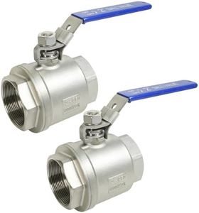 NPT Female Ball Valve Stainless Steel 304 Full Port Ball Valve Heavy Duty for Water, Oil, and Gas with Blue Locking Handles，NPT Female x Female Thread,1000 WOG