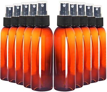 Youngever 10 Pack Plastic Spray Bottles 4 Ounce, Refillable Plastic Spray Bottles with Lids, Empty Fine Mist Plastic Mini Travel Bottles (Amber)
