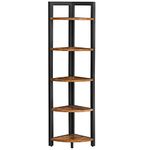 VASAGLE 5 Tier Corner Bookcase Corner Bookcase Multipurpose Plant Rack Storage Unit for Living Room Bedroom Office Industrial Style Rustic Brown and Black LLS803B01