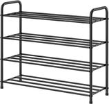 FANHAO 4-Tier Shoe Rack, 100% Stainless Steel Shoe Shelf Storage Organizer 12 Pairs for Bedroom, Closet, Entryway, Dorm Room, Matte Black