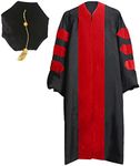 MyGradDay Unisex Deluxe Doctoral Graduation Gown and 8 Side Tam Academic Faculty Regalia Doctoral Robe