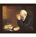 Dicksons Praying Wise Man with Bible in Golden Hue 16 x 20 Wood Wall Sign Plaque