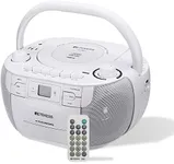 Retekess TR621 Boombox CD Player,CD and Cassette Player Combo,USB TF MP3 Player,AM/FM Radio,Support Stereo Sound,and Remote Control (White)