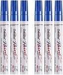 Blue Paint Markers Pens - Single color 6 Pack Permanent Oil Based Paint Pen, Medium Tip, Quick Dry and Waterproof Marker for Rock, Wood, Fabric, Plastic, Canvas, Glass, Mugs, Canvas, Glass