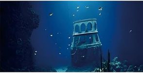 AWERT 36x18 inches Undersea Aquarium Background Ruins Aquarium Background Undersea Shipwreck Fish Tank Background