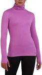 TCA Women's Warm Up Long Sleeve Training Workout Funnel Neck Thermal Running Top with Thumbholes - Spring Crocus, S