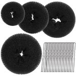 Black Hair Bun Donut Set, Teenitor 4pcs Hair Buns Shaper with 20pcs Hair Pins for Ballet Bun Maker, Hair Bun Donut Maker Chignon Doughnut Ring Style for Dancer Women(Extra-large, Large, Medium, Small)