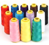 ilauke 12 X 1500m Overlocking Sewing Machine Polyester Thread Spools for Serger Embroidery Quilting-19200 Yards …