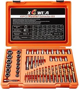 XEWEA 49PCS Screw & Bolt Extractor Set with Left Hand Drill Bit Set, Multi-Spline Easy Out Broken Bolt Remover Tools for Damaged Stripped Rounded-Off Bolts, Socket Screws, Nut, Studs and Fittings