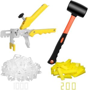 DGSL Tile Leveling System with Rubber Mallet and Tile Plier - 1000-Piece Tile Spacers 1/8 Inch Tile Clips and 200-Piece Reusable Wedges Tile Leveling Tools for Tiles and Stone Installation