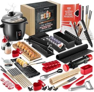 CraftZee All-Inclusive Sushi Making Kit for Beginners & Professionals - Sushi Maker with Chopsticks, Sushi Bazooka, Sushi Roller, Sushi Mold & More - Sushi Kit with Guide Book for Easy Instructions