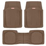 Motor Trend FlexTough Plus Brown Rubber Floor Mats - All Weather Deep Dish Automotive Heavy Duty Trim to Fit Design, Front & Rear Liners for Cars Truck Van SUV