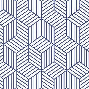 WENMER Blue and White Geometric Hexagon Wallpaper (17.71x78.7in, 9.6sqft, PVC, Self-Adhesive, Removable) - Wide Applications for Living Room, TV Backdrop, Shelf, Drawer Decoration