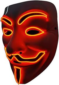 SOUTHSKY Lumière Masques LED masque V For Vendetta masque EL fil s'allume pour Halloween Christmas Costume Cosplay Party (V-RED)