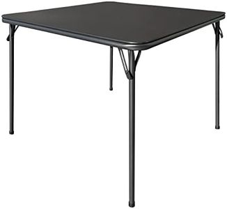 KAIHAOWIN 33" Small Square Folding Table, Vinyl Upholstery Card Table for 4 People Foldable Game Table Portable for Dining Indoor Outdoor Use with Collapsible Legs -Black