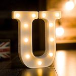 Quace Marquee Alphabet Number Sign Light Hanging Table Top Decoration for Party (Alphabet U)