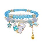 Cinnamoroll Crystal Bead Bracelet My Melody Sanrio Bracelets Cute Cartoon Kawaii Elastic Beaded Bracelets for Girls Women (E, Alloy)