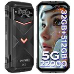 DOOGEE V MAX Pro Rugged Smartphone 5G, 22000mAh/33W, 512GB/TF 2TB, Android 14 Rugged Phone, 6.58” 120Hz FHD+, 108MP+20MP Night Vision, 5G Dual SIM Waterproof Phone, Face/Fingerprint Unlock/NFC, Black