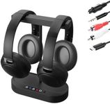 Jersonn Wireless Headphones for TV Watching with Charging Dock, Easy Setup & Comfortable Fit for Seniors, No Audio Delay Blutooth Headphones Headset (Black-2PCS)