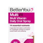 BetterYou MultiVit Daily Oral Spray, Pill-free Multi Vitamin Supplement, 14 Essential Nutrients to Support Health and Wellbeing , 1-month Supply, Natural Blackcurrent and Plum Flavour