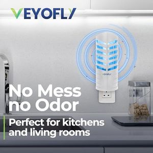 VEYOFLY Indoor Insect Trap – Plug-In Fruit Fly & Mosquito Catcher, 2 Devices + 4 Glue Boards
