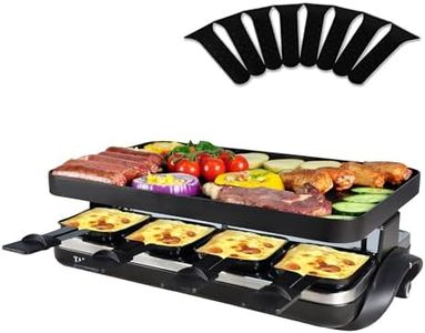TAMARIT Raclette Party Grill - Electric Indoor Table Grill, Portable Korean BBQ With Reversible Plate and 8 Griddles