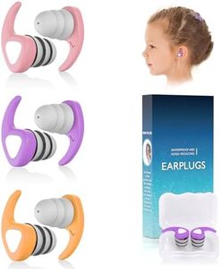 Swimming Ear Plugs for Kids, 3 Pairs Waterproof Reusable Silicone Swim Ear Plugs for Pool Bath Showering Surfing for 4-12 Years Olds Children