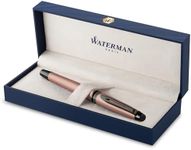 Waterman Expert Fountain Pen | Metallic Rose Gold Lacquer with Ruthenium Trim | Fine PVD Coated Stainless Steel Nib | Blue Ink | With Gift Box