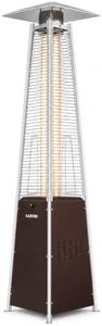 Garvee Pyramid Propane Patio Heater with Wheels & Waterproof Cover, Brown | Visible Flame Ambiance | Adjustable Lo–Hi Heat | Wheels & Waterproof Cover
