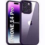 TheGiftKart Ultra-Hybrid Crystal Clear Back Cover Case for iPhone 14 PRO | Slim Fit Shockproof Design | Camera Protection Bump | Transparent Back Cover Case for iPhone 14 Pro (TPU | Purple Bumper)