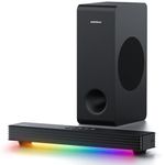 MEREDO Sound Bar for TV 3.1CH PC Gaming Soundbar with Subwoofer RGB Lighting Audio Sync Surround Sound System BT 5.3/HD-ARC/Optical/AUX/USB for Desktop Laptop Tablets Home Cinema Computer Speakers