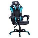 Precision Synergie Gaming Chair for Adults, Racing Style Video Gamer Chairs, Ergonomic PC Gaming Chair with Lumbar Cushion Headrest, Height Adjustable Swivel Computer Chair for Home Office, Black-Blue