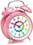 Peakeep Loud Analog Alarm Clock for Kids Learning Telling Time Teaching, 4" Twin Bell Alarm Clock Battery Operated for Heavy Sleepers Adults Teenagers Kids