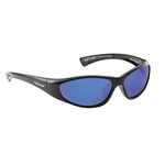 Flying Fisherman Fluke Jr. Angler Polarized Sunglasses (Shiny Black Frame, Smoke/Blue Mirror Lenses)