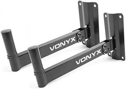 Vonyx WMS-02 Pareja de Soportes metálicos para Altavoz en Pared, rotación Lateral de 180 Grados, inclinación Fija de 30 Grados, para Altavoces con Agujero de 35mm, Carga máxima de 25 kg