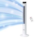 Air Pro Smart 46'' Tower Fan- Oscillating Bladeless Fan with Remote - Tall Compact 3 Speeds Quiet Cooling Fan - Floor Standing Fan for Home and Office - LED Display, 4 Modes, 12Hour Timer, White